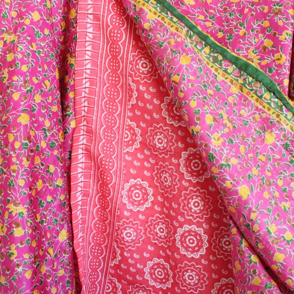 Mexicali Blues Womens Layered Wrap Long Maxi Hippie Boho 100% Silk Skirt Floral - Picture 8 of 8